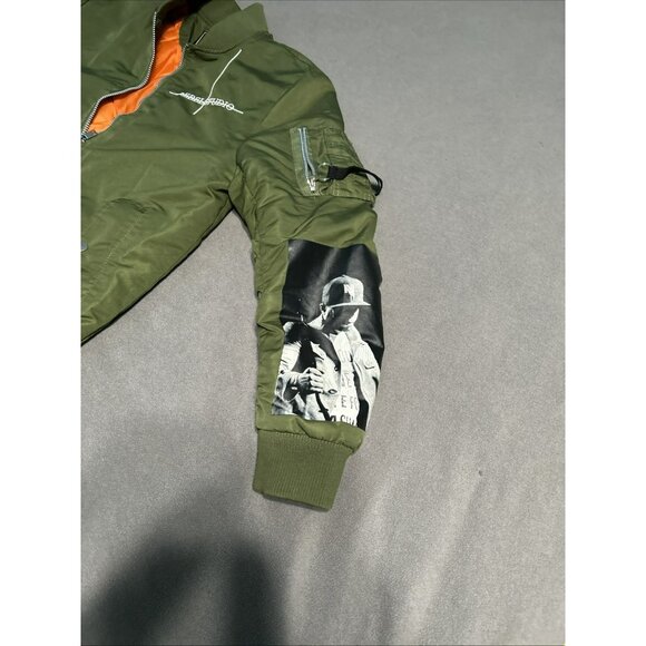 Rebel Minds Varsity Bomber Jacket Medium Green Hip Hop Studio Style Arm Zipper - Picture 5 of 7